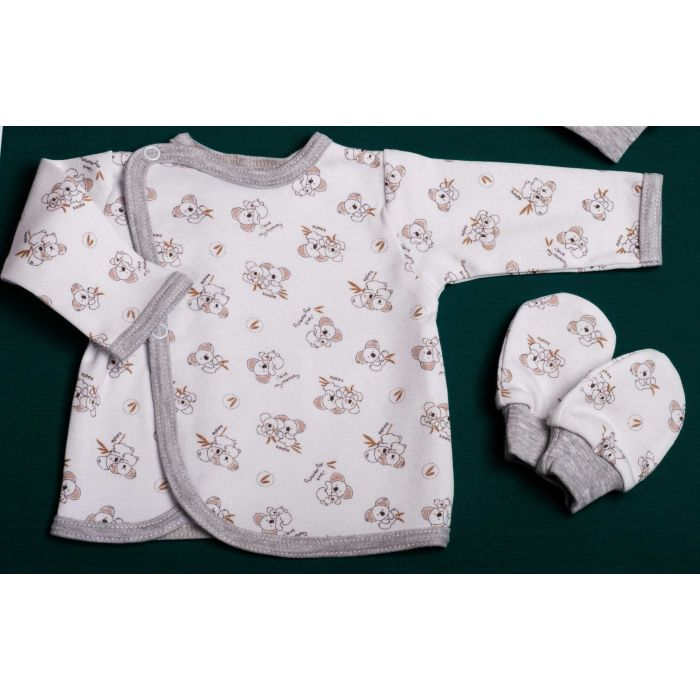 Kūdikio kraitelis - drabužėliai naujagimiui "Koala" 5 dalių pilkas