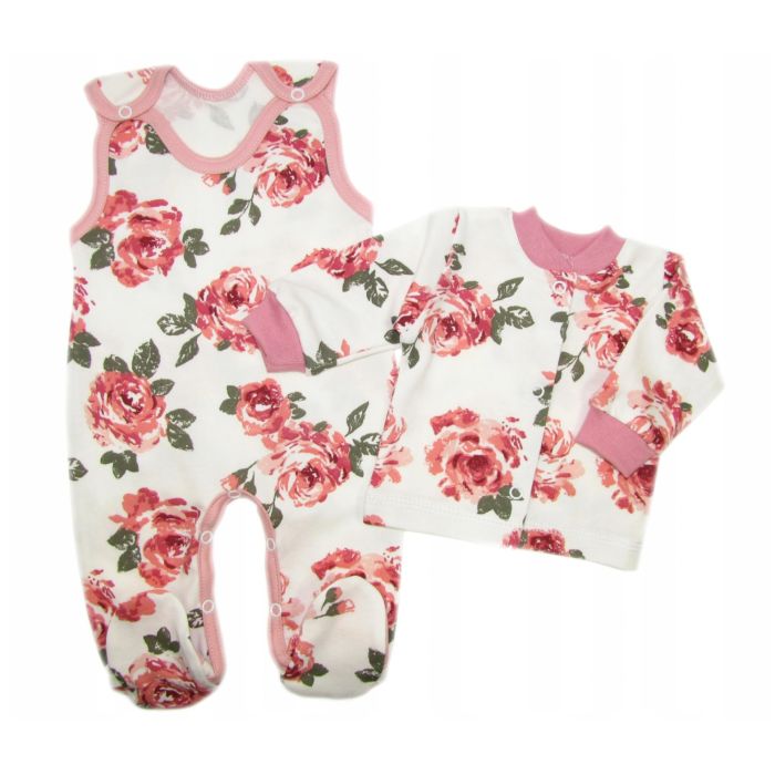 Kūdikio kraitelis - drabužėliai naujagimiui "Roses" 5 dalių rožinis