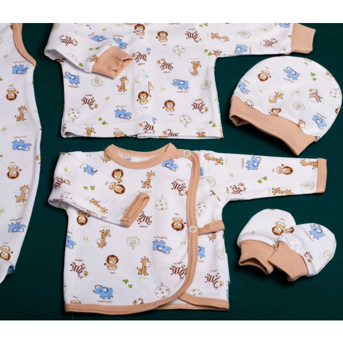 Kūdikio kraitelis - drabužėliai naujagimiui "ZOO" 5 dalių