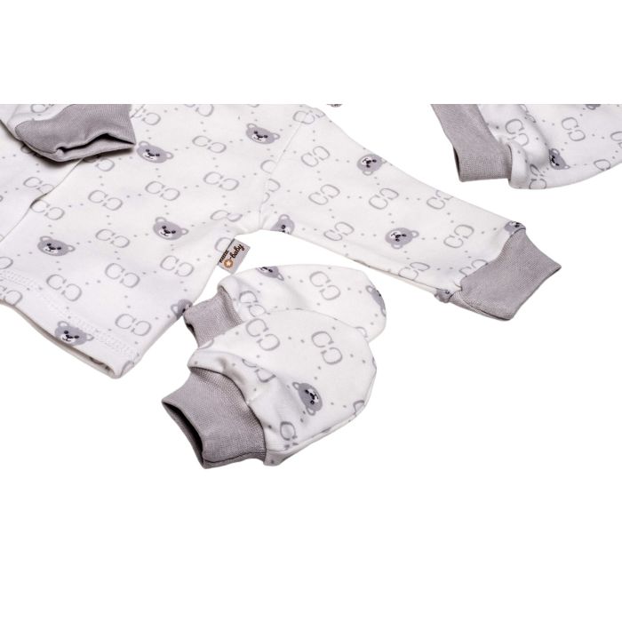 Kūdikio kraitelis - drabužėliai naujagimiui "Bear glamour" 5 dalių baltas