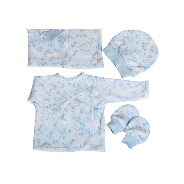 Kūdikio kraitelis - drabužėliai naujagimiui "Gentle story " 5 dalių melsvas