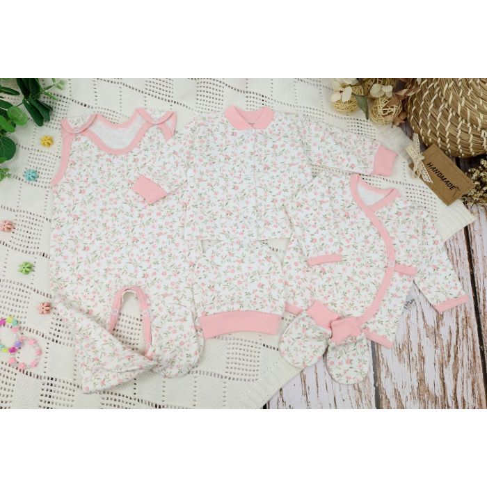 Kūdikio kraitelis - drabužėliai naujagimiui "Story by nature pink" 5 dalių