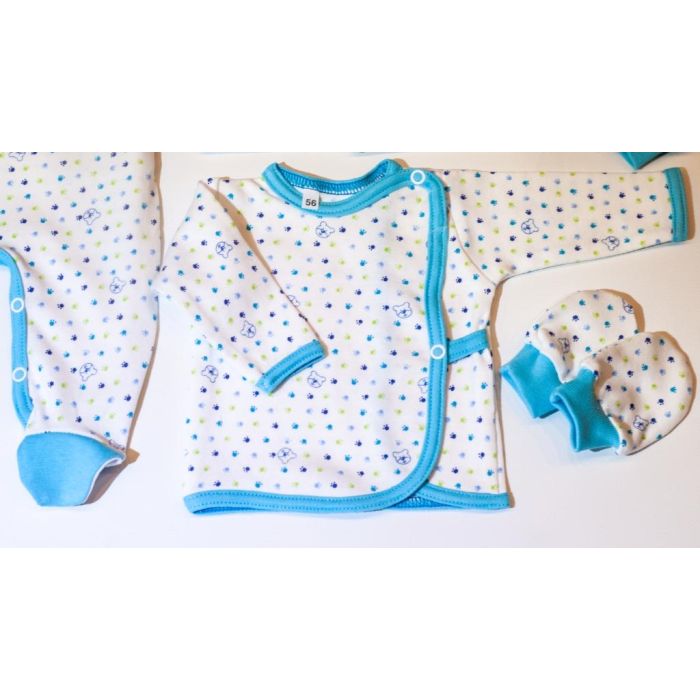 Kūdikio kraitelis - drabužėliai naujagimiui "Small bears" 5 dalių mėlynas
