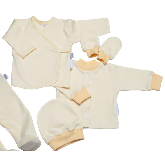Kūdikio kraitelis - drabužėliai naujagimiui "Blank yellow" 5 dalių