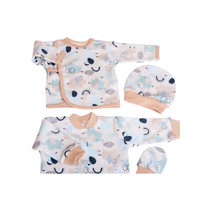 Kūdikio kraitelis - drabužėliai naujagimiui "Jumbo" 5 dalių smėlio spalvos