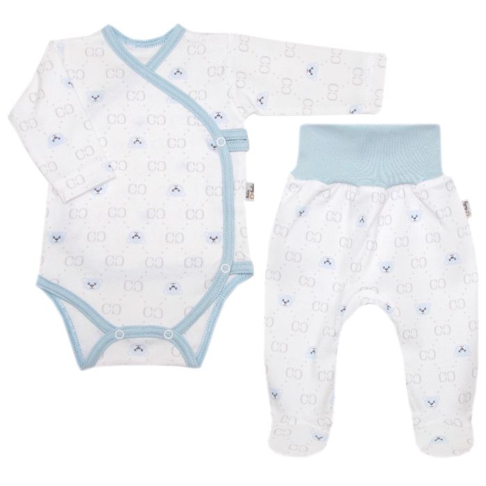 Drabužėliai kūdikiui "Bear glamour mint" balti 2 dalių  I Drabužių komplektukas kūdikiui internetu geresne kaina