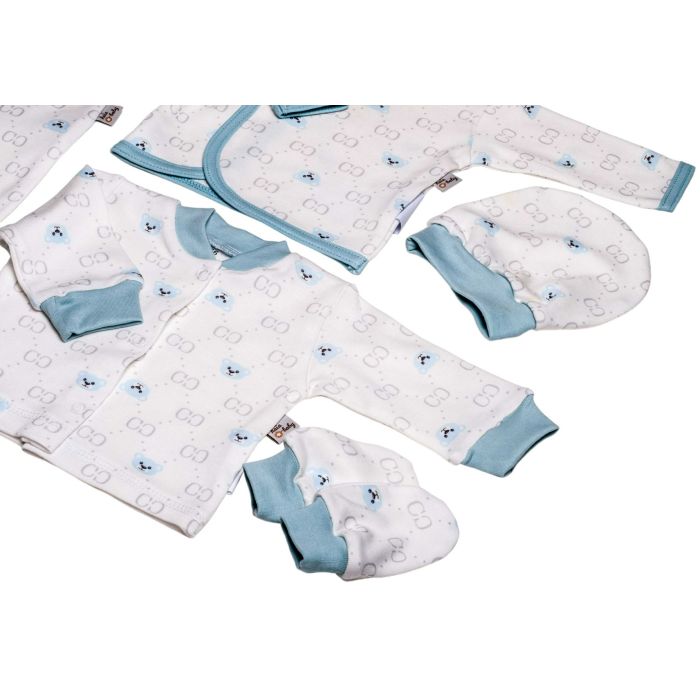 Kūdikio kraitelis - drabužėliai naujagimiui "Bear glamour" 5 dalių baltas
