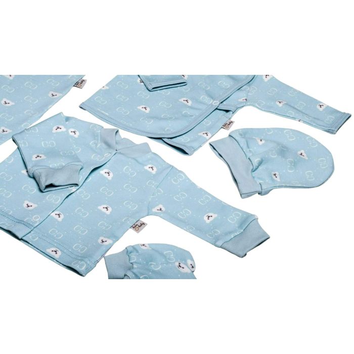 Kūdikio kraitelis - drabužėliai naujagimiui "Bear glamour mint" 5 dalių 
