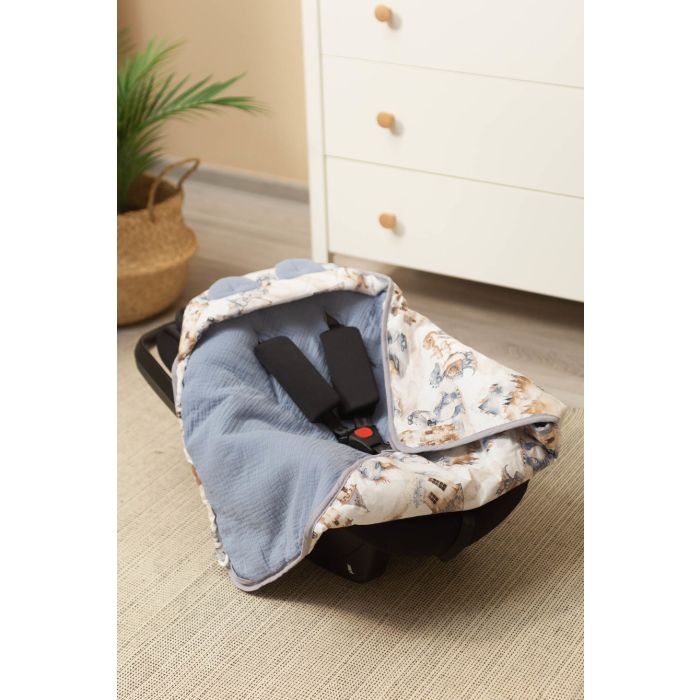 Muslino pledas automobilinei kėdutei "Draco" 90x90 cm jeans