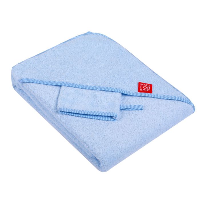 Rankšluostis kūdikiui su maudymo pirštyne "Blank" 80x80 cm melsvas