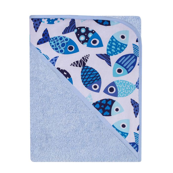 Rankšluostis kūdikiui "Sailor" su gobtuvu 80x80 cm "frotte" 