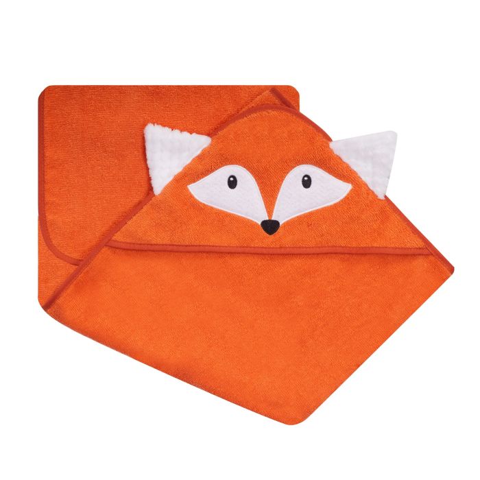 Rankšluostis kūdikiui "Fox" su gobtuvu 100x120cm oranžinis