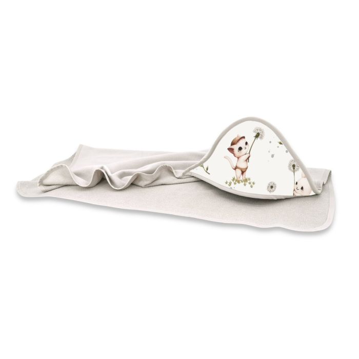 Rankšluostis kūdikiui "Kittens"  su gobtuvu 100X100 cm