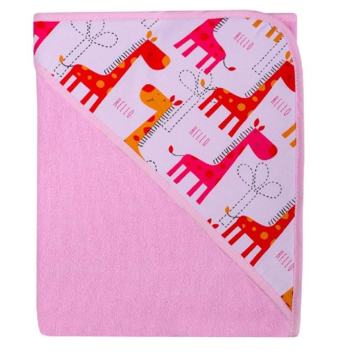 Rankšluostis kūdikiui "Žirafos" su gobtuvu 80x80 cm "frotte" 