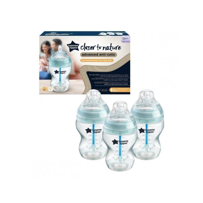 Buteliukai kūdikiui "Tommee Tippee" su žinduku 0m+ 260 ml Anti-colic 3 vnt
