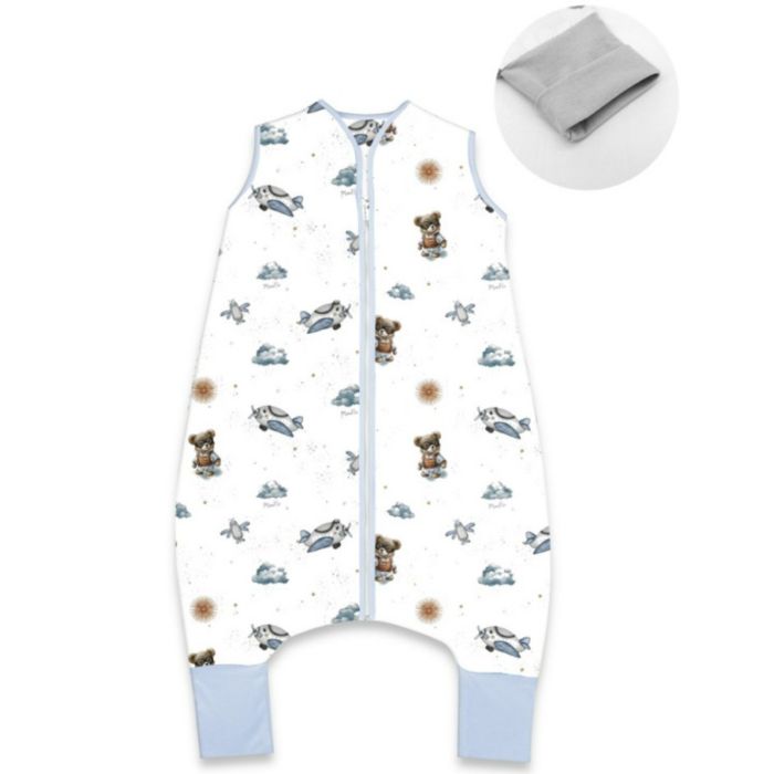 Miegmaišis kūdikiui "Aviator teddy blue" su kojomis 2-2.5 TOG