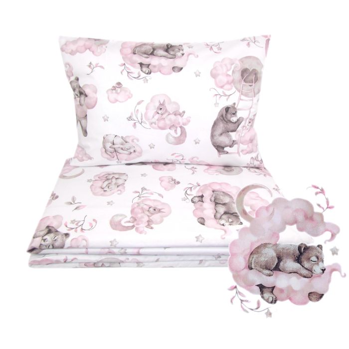 Patalynė kūdikio lopšiukui 80x70cm "Cosy clouds" rausvos spalvos 