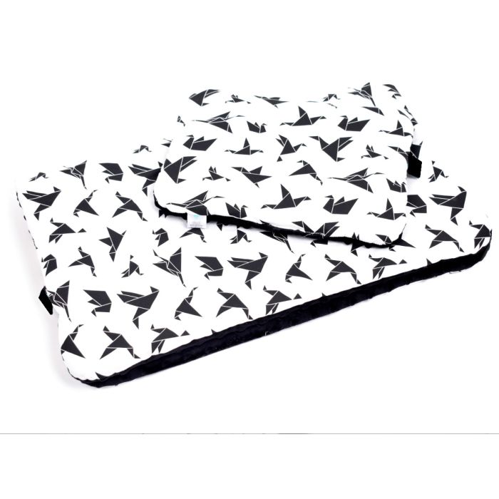 Komplektas vežimėliui "Birds" pledas 60x75cm ir pagalvė 35x25cm 