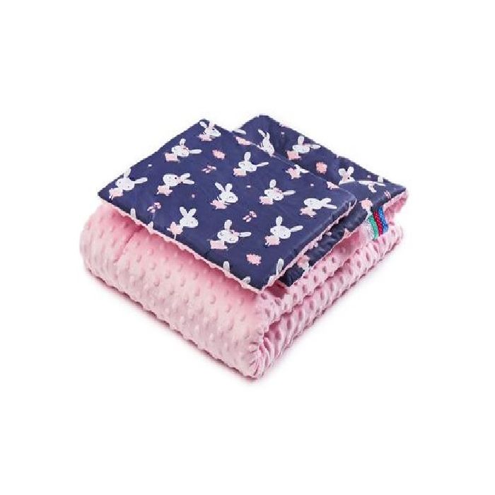 Komplektas "Pink rabbits" pledas 100x75cm ir 35x25 pagalvė 