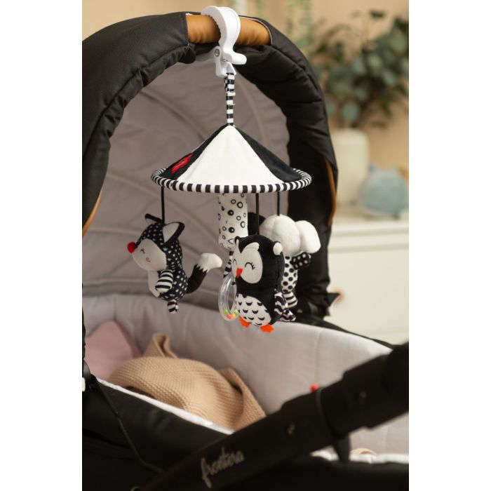 Pakabinamas žaislas kūdikiui  "Caruselle fox black & white" 