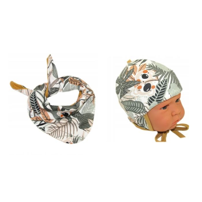 Kepurytė ir kaklaskarė kūdikiui "Cosy" - tropics brown