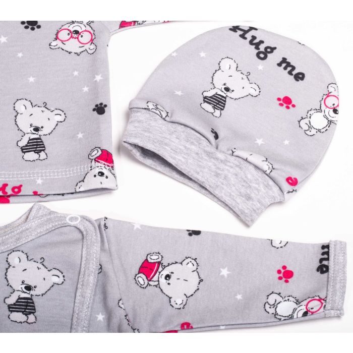 Kūdikio kraitelis - drabužėliai naujagimiui "Hug me" 5 dalių pilkos spalvos