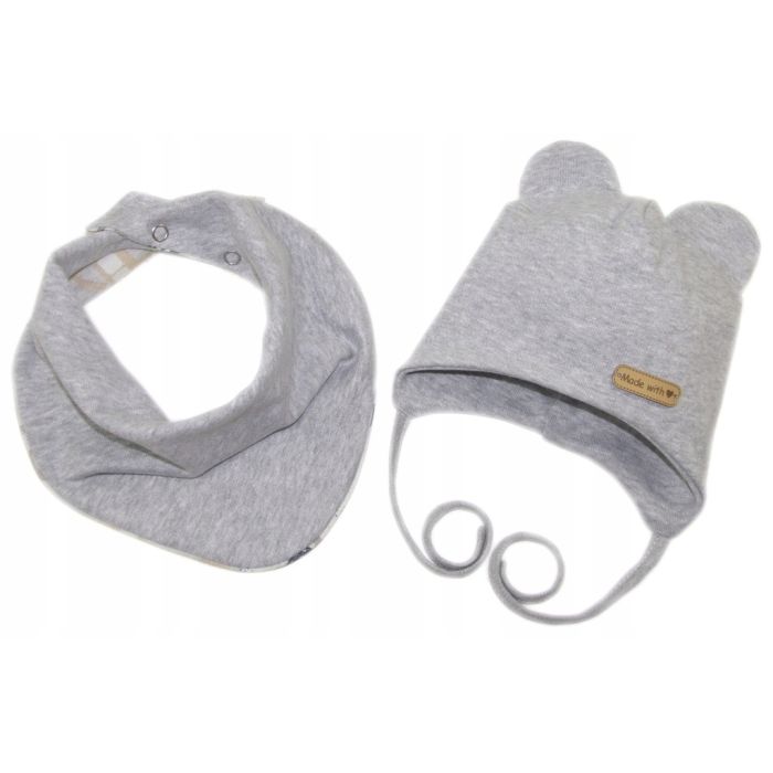 Kepurytė ir kaklaskarė kūdikiui "Love" - Grey