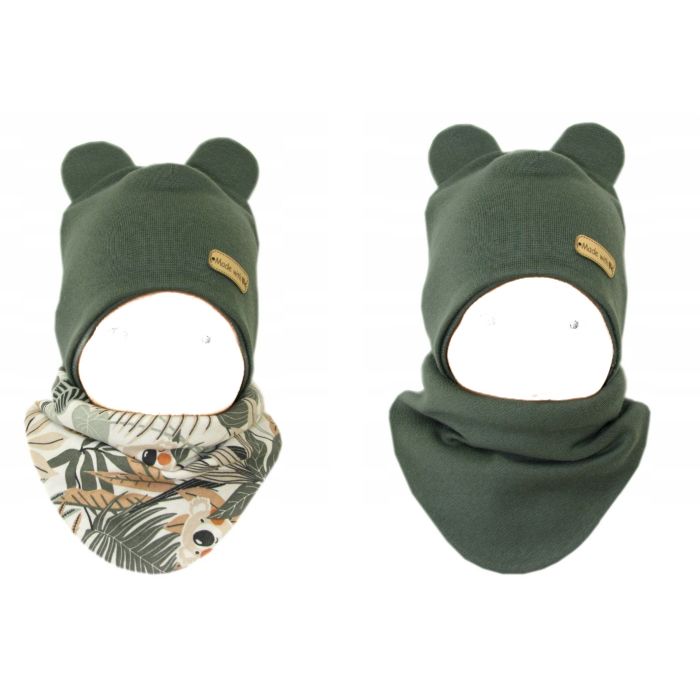 Kepurytė ir kaklaskarė kūdikiui "Love" - KHAKI