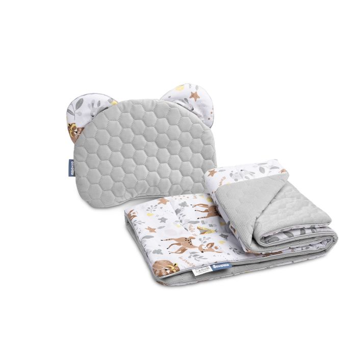 Komplektas kūdikiui "Forest life" pledas 56x76 cm ir pagalvė 36x28 cm 