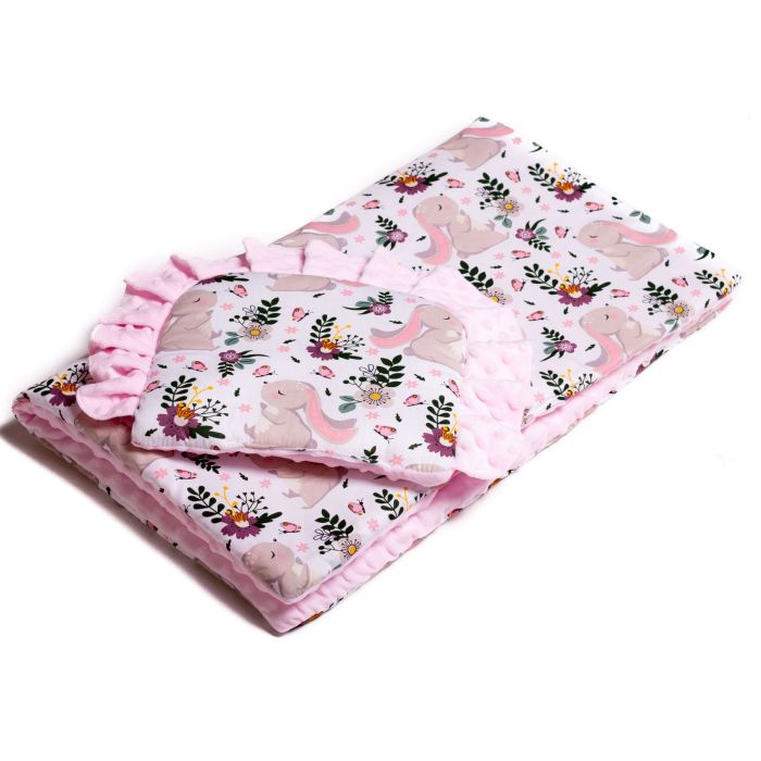 Komplektas kūdikio vežimėliui "Bunnies &Flowers" 