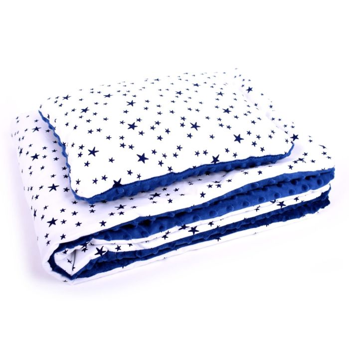 Komplektas vežimėliui "Night" pledas 100x75cm ir pagalvė 30x40cm 