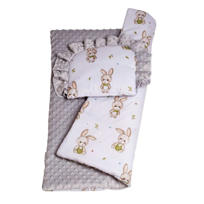 Komplektas vežimėliui "Cotton tail" su pilku minky