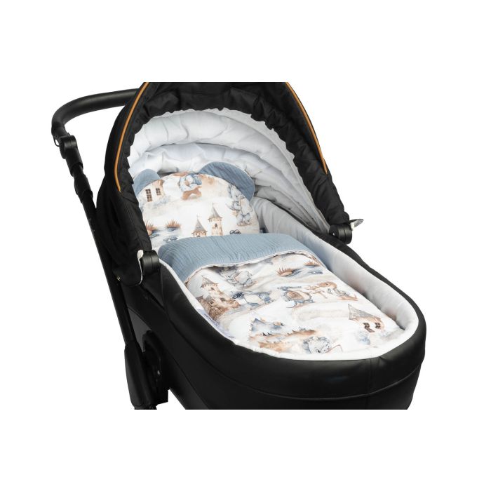 Muslino komplektas kūdikiui "Draco" pledas 56x76 cm ir pagalvė 38x28 cm melsvos spalvos