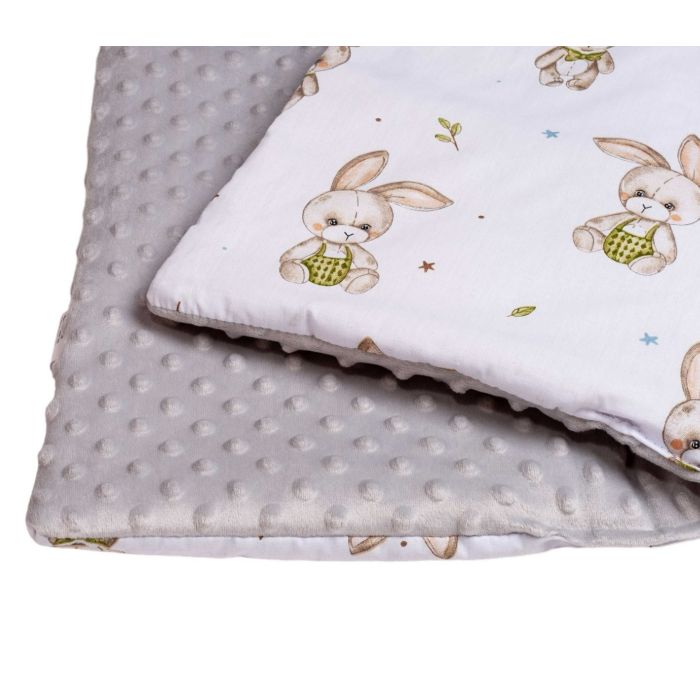 Komplektas vežimėliui "Cotton tail" su pilku minky