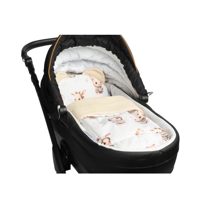 Muslino komplektas kūdikiui "Lissie" pledas 56x76 cm ir pagalvė 38x28 cm smėlio spalvos