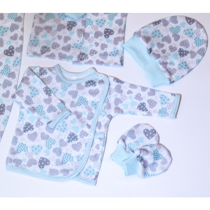 Kūdikio kraitelis - drabužėliai naujagimiui "Hearts" 5 dalių 
