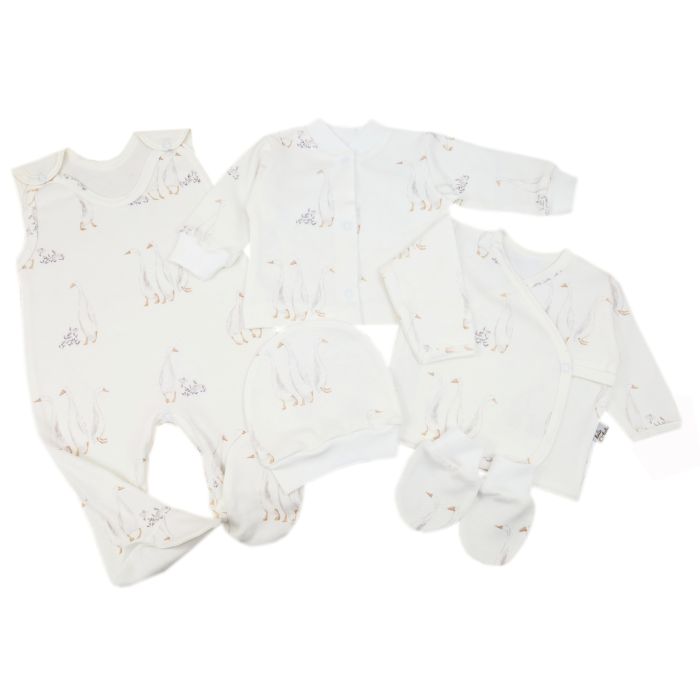 Kūdikio kraitelis - drabužėliai naujagimiui "Goose" 5 dalių 