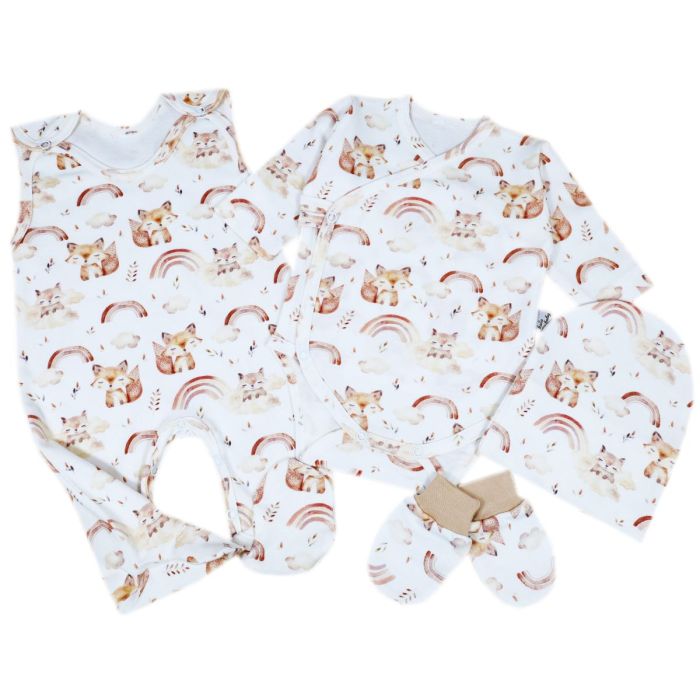 Kūdikio kraitelis - drabužėliai naujagimiui "Fox Dorothy" 4 dalių