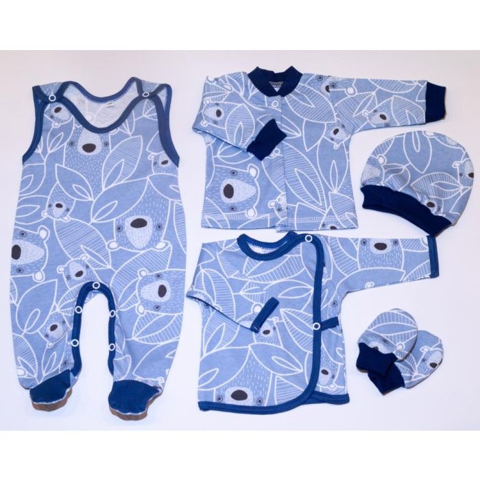 Kūdikio kraitelis - drabužėliai naujagimiui "Grizzly" 5 dalių mėlynas