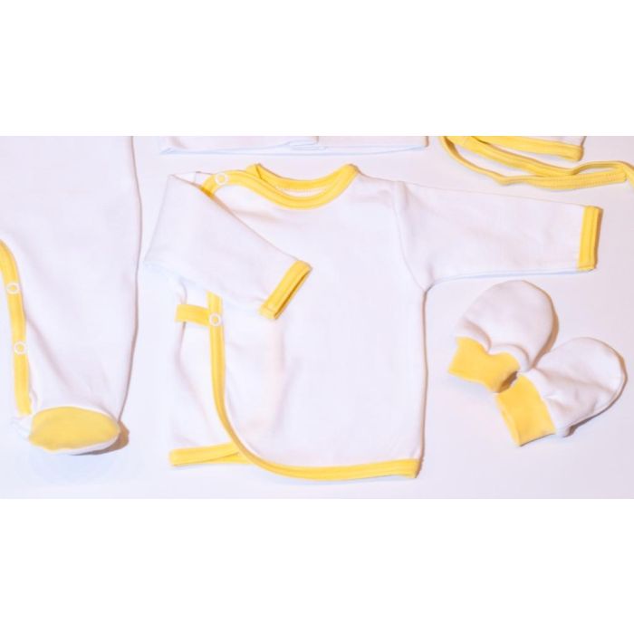 Kūdikio kraitelis - drabužėliai naujagimiui "Mono" 5 dalių geltonas