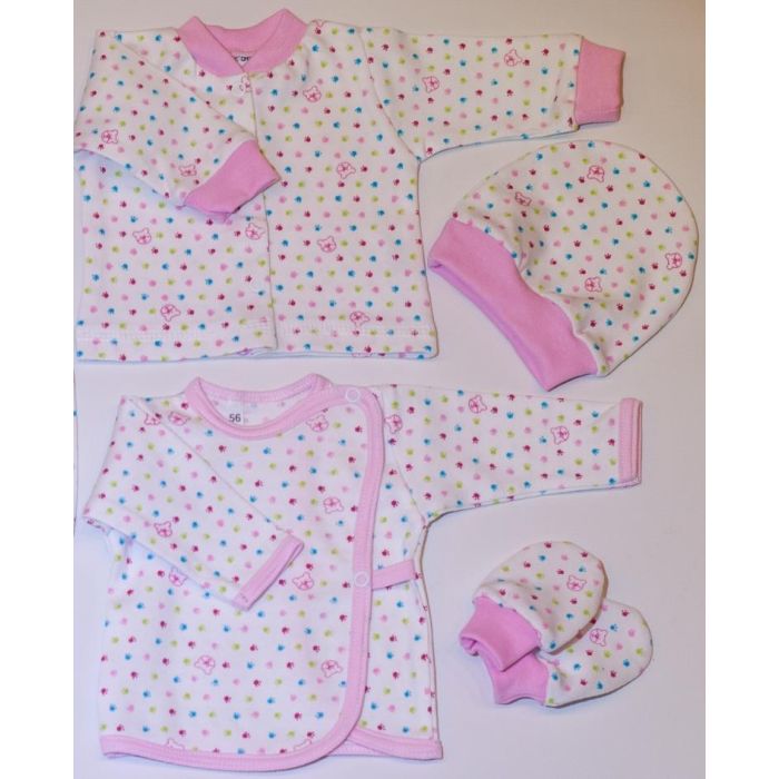 Kūdikio kraitelis - drabužėliai naujagimiui "Small bears" 5 dalių rožinis
