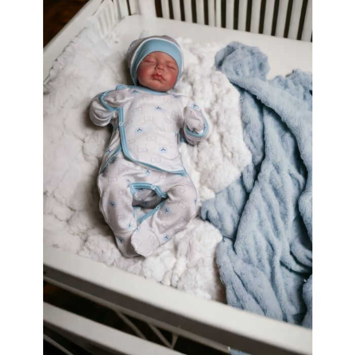 Kūdikio kraitelis - drabužėliai naujagimiui "Bear glamour" 5 dalių baltas