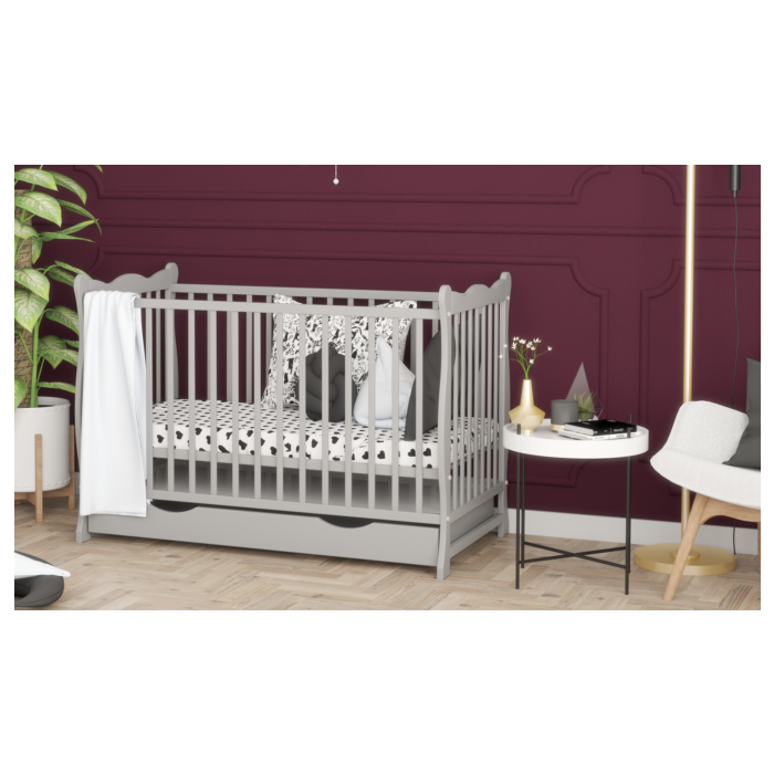 Kūdikio lovytė "EMI" 120x60 cm  su stalčiais pilkos spalvos 