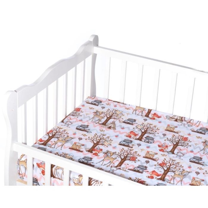 Paklodė su guma 120x60 "Raccon" - medvilninė 