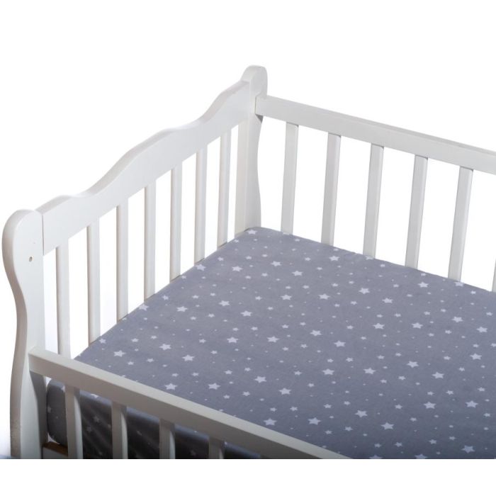 Paklodė su guma 120x60 "Stella" - medvilninė, pilka