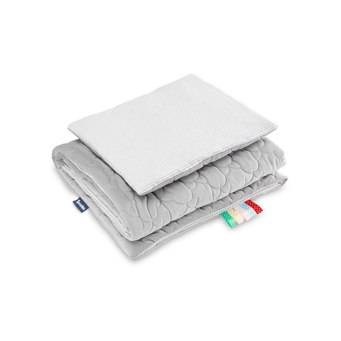 Komplektas kūdikiui "Velvet Clouds" pledas 100x75cm ir pagalvė 30x35cm pilkas