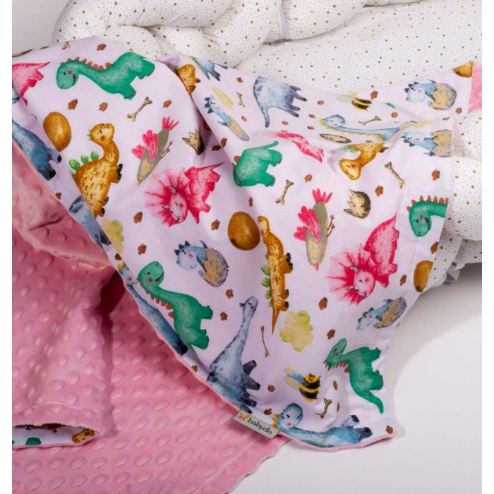 Pledas kūdikiui "Dino" 100x75cm  rožinės spalvos