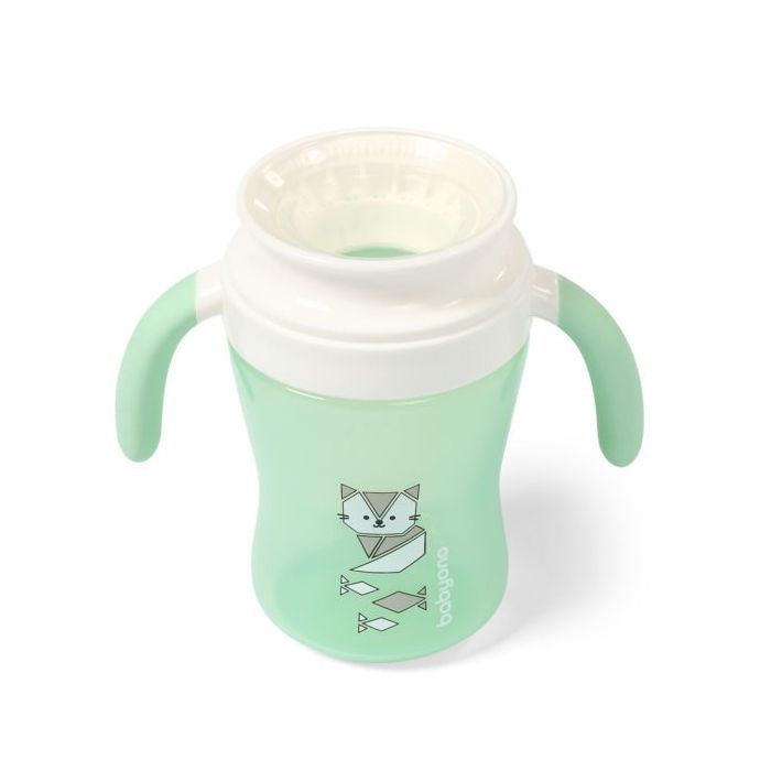 Gertuvė - neišsiliejantis puodelis kūdikiams 360°, 240 ml mėtinis