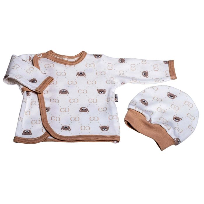Kūdikio kraitelis - drabužėliai naujagimiui "Bear glamour" 5 dalių baltas