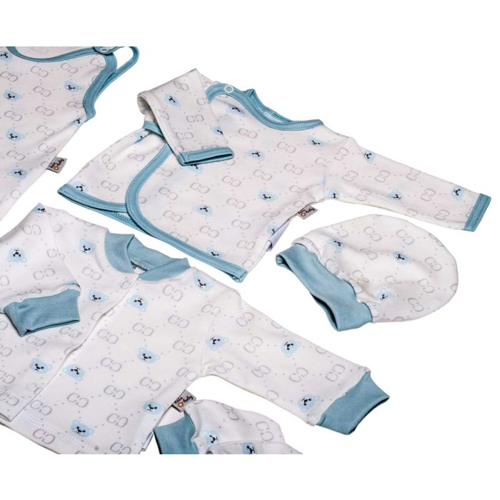 Kūdikio kraitelis - drabužėliai naujagimiui "Bear glamour" 5 dalių baltas